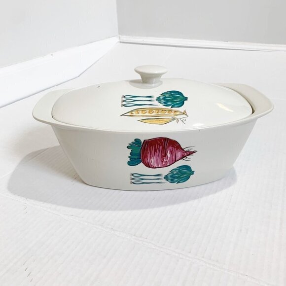 Villeroy & Boch Primabella Casserole Lidded Vintage Vegetable Print 50s 60s Mid - Picture 4 of 15
